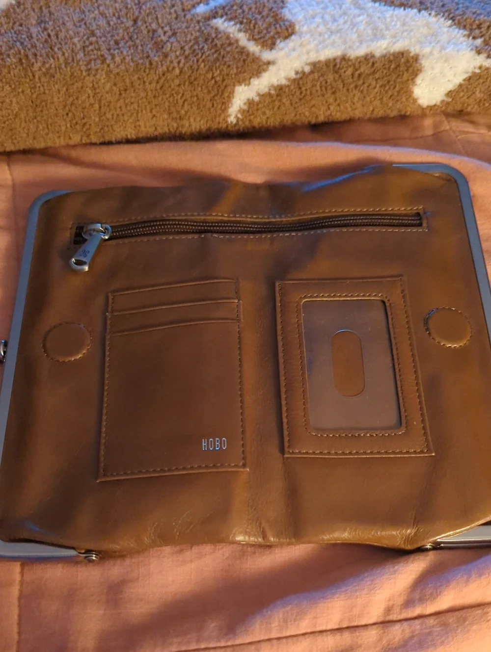 HOBO Brown Leather Organizer Wallet with ID Window